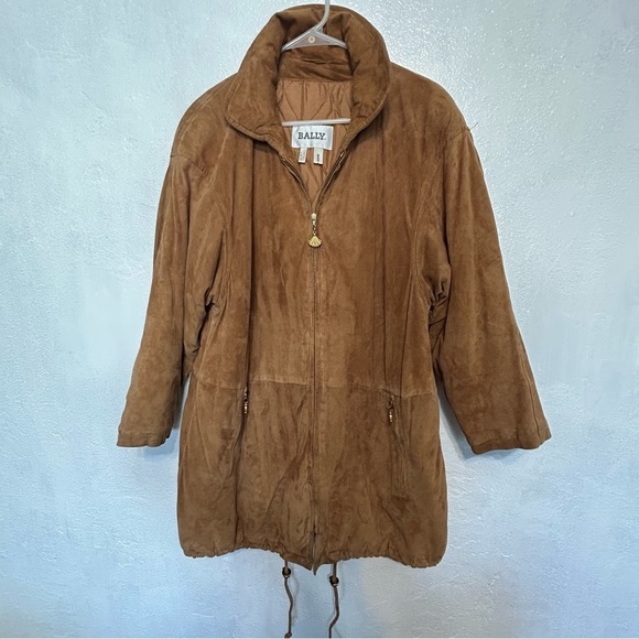 Bally Jackets & Blazers - Bally Suede Leather Designer Bomber Coat Jacket Camel Longlined​​